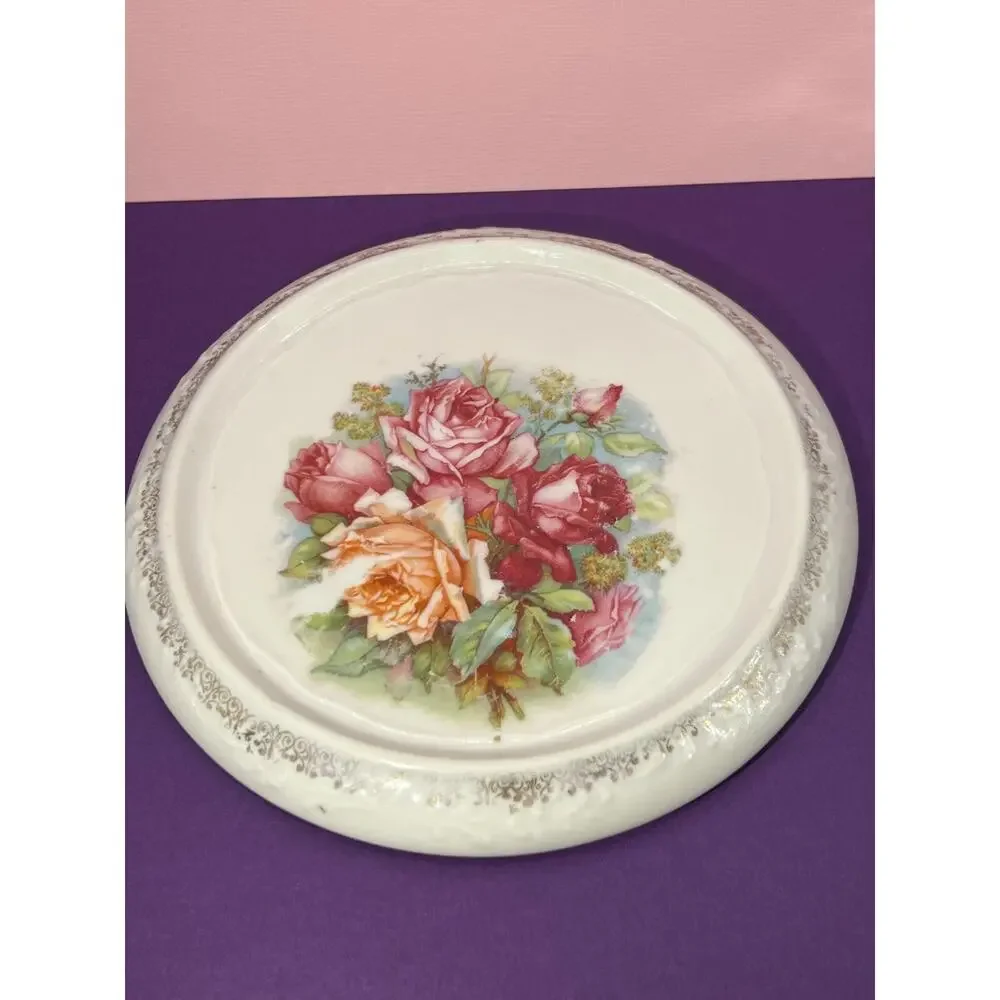 Tea Pot Ceramic Trivet Floral Roses 7in